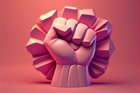 Clenched fist as a symbol of feminist struggle. International Day for the Elimination of Violence against Women.  International Womens Day. Femenism. Generative Ai.の素材