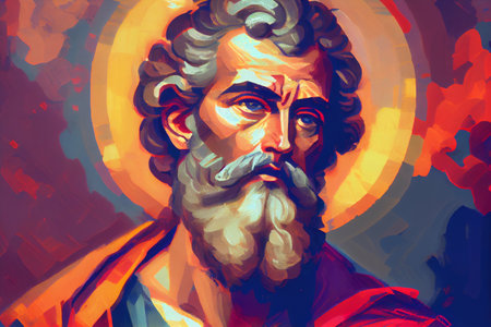 Saint Andrew Apostle of Christ Colored Illustration. Generative Ai.の素材