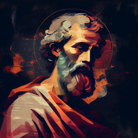 Saint Paul Apostle Portrait. Color Illustration. Generative Ai.の素材