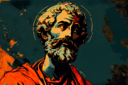 Saint Peter Apostle of Christ Colored Illustration. Generative Ai.の素材