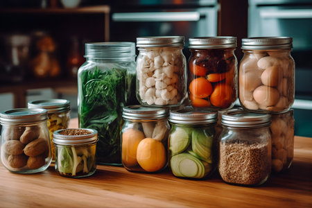 Zero Waste Lifestyle - An image showcasing reusable containers, composting practices. Generative ai.の素材