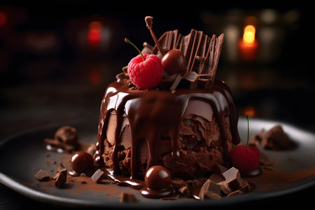 Close-up shot of decadent chocolate dessert. Generative Ai.の素材