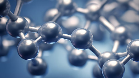 3d illustration of molecule model. Science background with Close-up of molecular structure.の素材