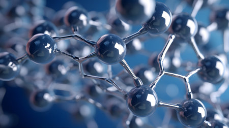 3d illustration of molecule model. Science background with Close-up of molecular structure.の素材
