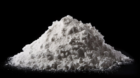 A mound of snow on a dark backdrop sits solitary.の素材