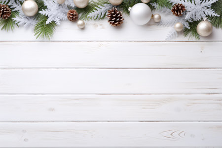 A white wooden desk was adorned with a festive background.の素材