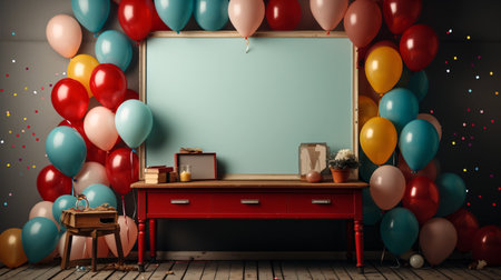 Back to School Template Frame. Chalkboard style.の素材