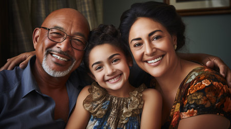 Hispanic family outside their house - Colombian family in the their neighborhood. Latin American. South American.の素材