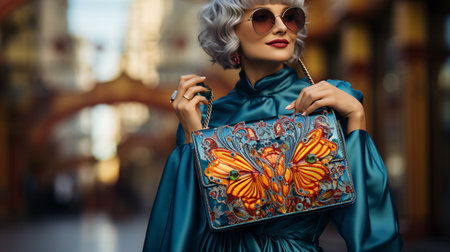 Fashion-forward influencer flaunting the latest designer handbag, a must-have accessoryの素材