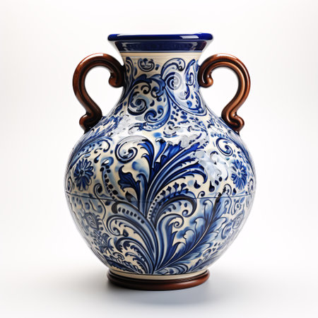 Stylish Clay Vase isolated on white backgroundの素材