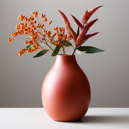 Isolated terracotta vase in front of a white background.の素材
