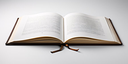 Mockup Template of an Open Book: Isolated on a Clean White Backgroundの素材