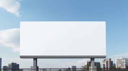 Advertising billboard template mock-up in the city on a sunny summer day. Ad replacement for your design.の素材