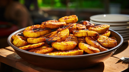 Ripe fried African plantain is a common local delight in Nigeria, West Africa, and various other African regionsの素材