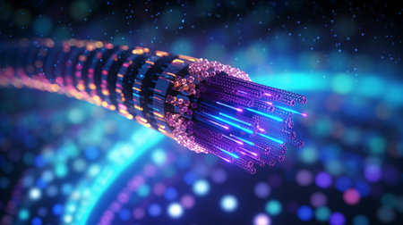 An optical fiber cable illustrated in three dimensions.の素材