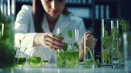 The art of organic and scientific extraction, captured in glassware.の素材