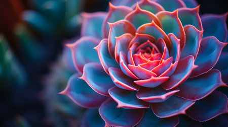 A close-up of a lush, florid, ornate succulent provides a dash of nature to any creation.の素材