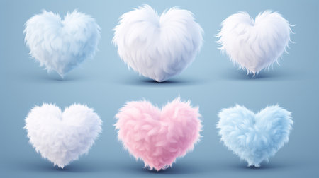 Fluffy hearts isolated on cloud backdrop.

A collection of billowy heart figures hovering over a vaporous background.の素材