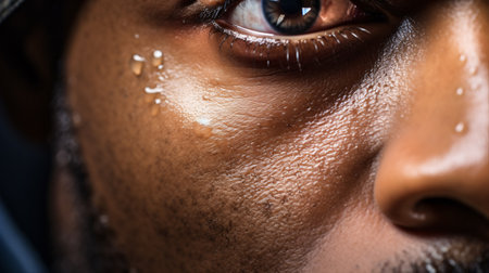 A passionate closeup focused on a musician's emotive eyes as they engross themselves in the romantic jazz music.の素材