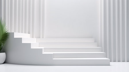 A 3d stair display featuring a white background is presented as a design concept.の素材