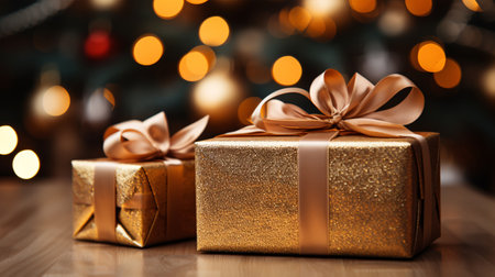 A micro view of presents situated in the lounge on the festive season.の素材