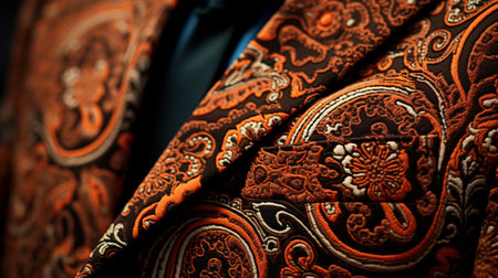 Intimate view of formalwear coat. A tight shot of a blazer. Intimate closeup of a coat. Close-up view.の素材