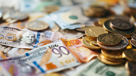 International currency remittances and money conversion, online banking and interbank transactions.の素材