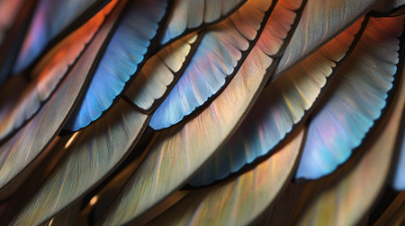 A captivating close-up view of the intricate beauty of vibrant butterfly wings, perfect for nature aficionados or whimsical design themes.の素材