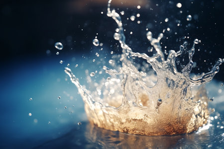 Deform Blurred Water Image Collides with Wall Surface, Shatters into Tiny Bead. Quantity of Water Strike Effect and Fluctuating in Burst. Still Shot Capture. Splatter Liquid for Textural Components.の素材