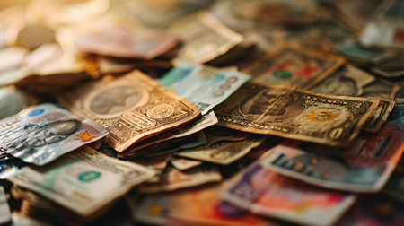 Global money transfers and foreign currency conversion through internet banking and interbank transactions.の素材