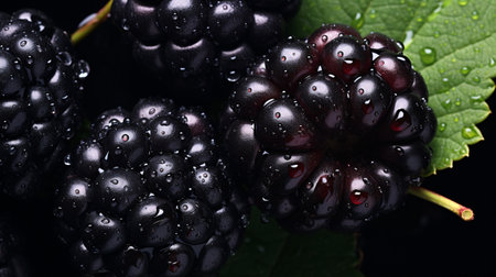 A bird's-eye view of glistening blackberries is presented in vivid detail. Generative Aiの素材