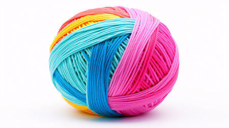 A rainbow knotted bundle of thread and twine is positioned on a blank canvas.

A multitude of colored yarn and string is arranged atop a pristine surface.の素材