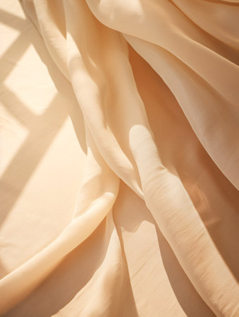 Tan cloth pattern with creases and an organic floral sun shadows aesthetic summer marriage boho backdrop.の素材