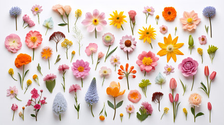 A plethora of gorgeous blossoms in a snowy panorama, seen from above.の素材
