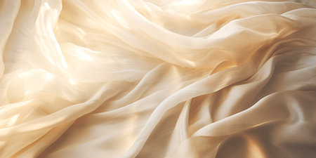 Ecru linen cloth with creases and an organic floral sunbeams artful outdoor marriage boho backdrop.の素材