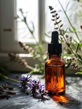 Cosmetic product serum made with essential oils.の素材