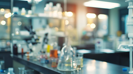 Obscured backdrop of scientific experimentation facility.の素材