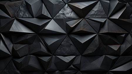 Immerse yourself in a black triangular abstract background with a grunge surface in this 3D rendering.の素材