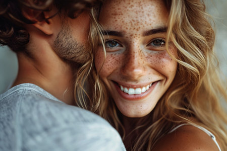 Joyful and Grinning Pair in Romance. Premium Image.の素材