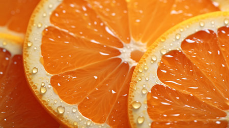 Bright, succulent orange flesh up-close; a great image for topics such as wellness, vitamins, eating right, slimming, summer, and revitalizing juices.の素材