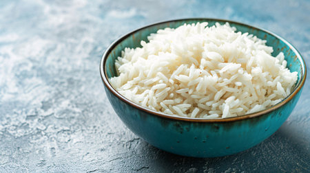 A picture of newly prepared rice in a dish. Studio capture.の素材