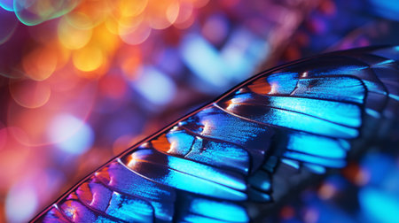 A captivating close-up of the dazzling intricacies of a butterfly's wings, ideal for both nature lovers and creative purposes.の素材