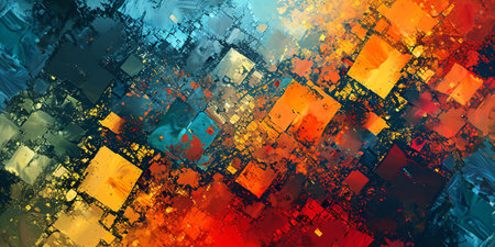 Vibrant and abstract geometric square pattern for texture and backdrop.の素材
