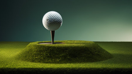Golf sphere on launching pad in virtual reality.の素材