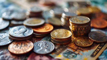 International money transfers and currency conversions through online banking and interbank payment.の素材