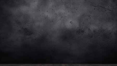 Immerse yourself in the rustic charm of a black wall texture with a dark concrete floor crafting an old grunge background.の素材