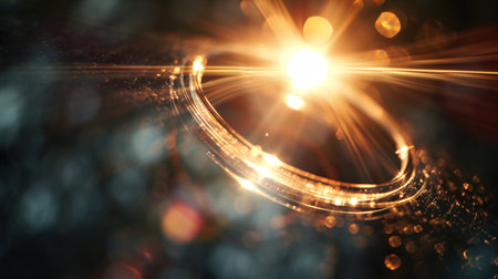 Circular lens flare pattern against a dark backdrop.の素材