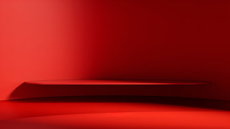 Vibrant crimson studio backdrop for showcasing products, featuring window shadows.の素材