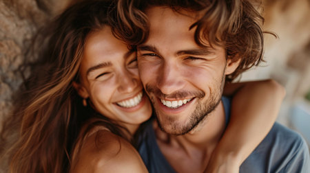 Joyful Beaming Pair in affection. Superior image.の素材