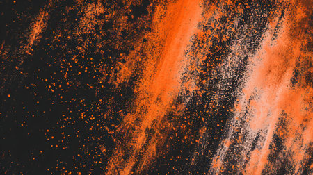 A colorful gradient film grain texture for web banners and promotions with blurred orange, gray, and white shapes on a black noise background.の素材